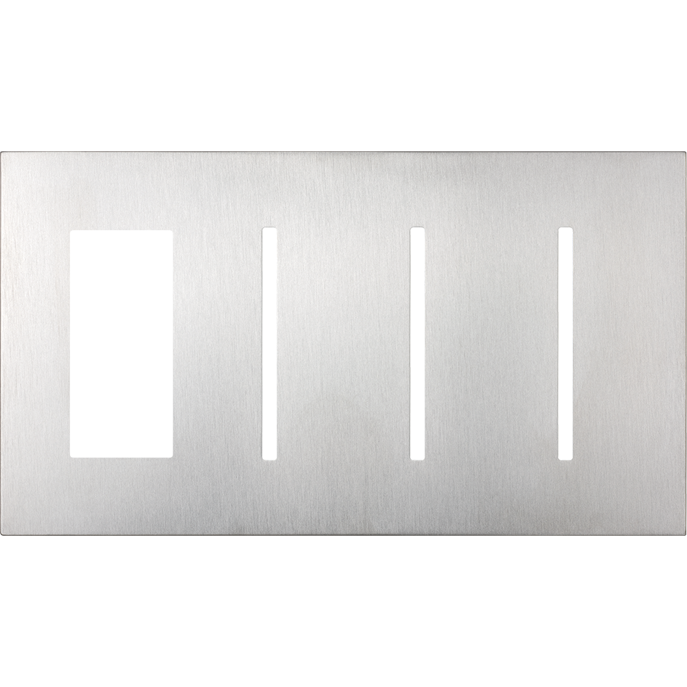 Multigang WallPlate for New Architectural Controls and Accessories, Four-gang for 1 accessory or Palladiom keypad and 3 Grafik T controls