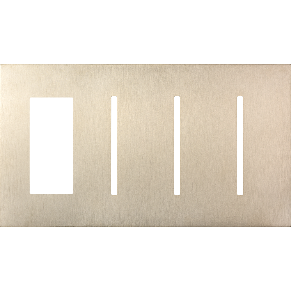 Multigang WallPlate for New Architectural Controls and Accessories, Four-gang for 1 accessory or Palladiom keypad and 3 Grafik T controls