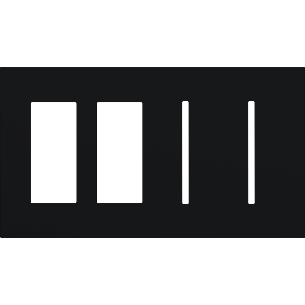 Multigang WallPlate for New Architectural Controls and Accessories, Four-gang for 2 accessories or Palladiom keypads and 2 Grafik T controls