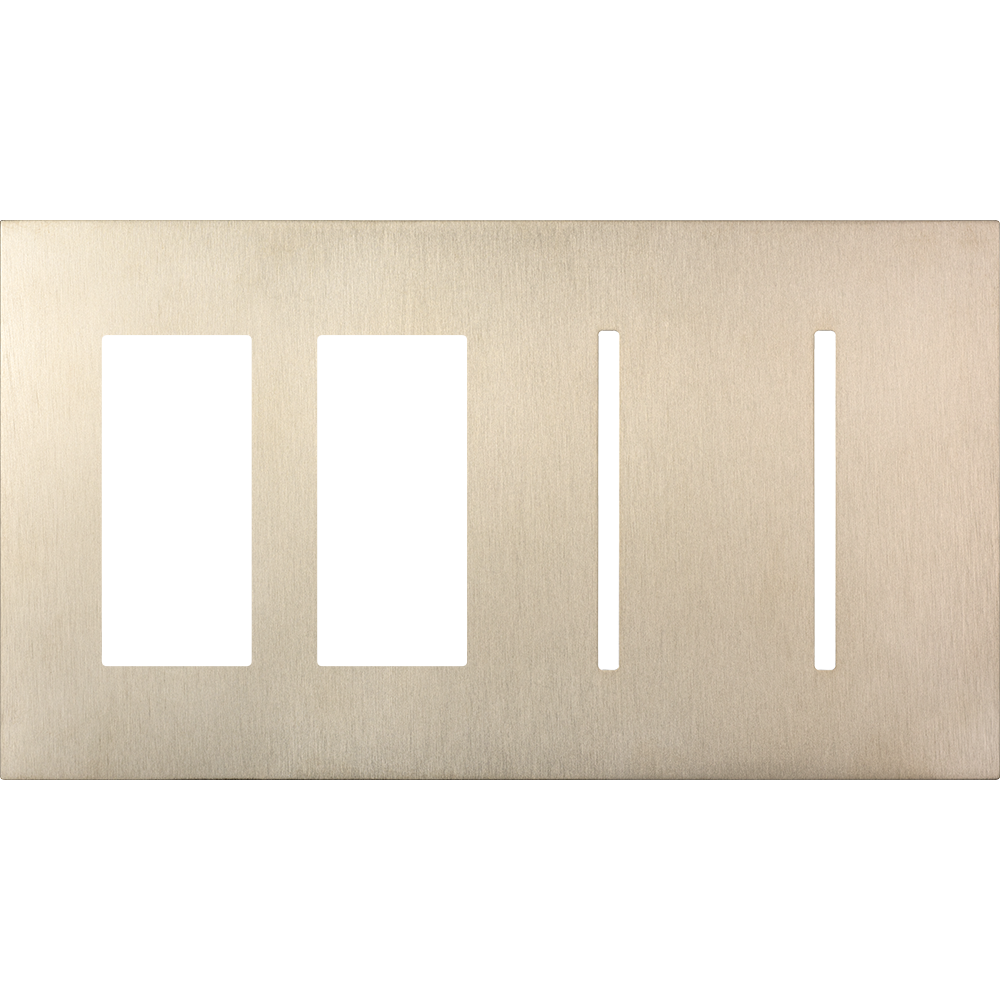 Multigang WallPlate for New Architectural Controls and Accessories, Four-gang for 2 accessories or Palladiom keypads and 2 Grafik T controls