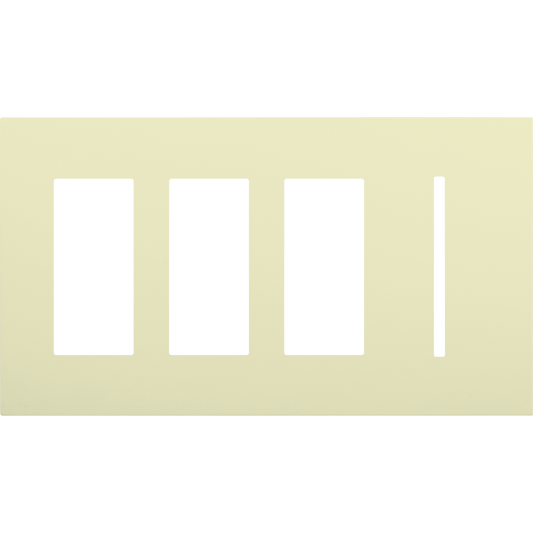 Multigang WallPlate for New Architectural Controls and Accessories, Four-gang for 3 accessories or Palladiom keypads and 1 Grafik T control