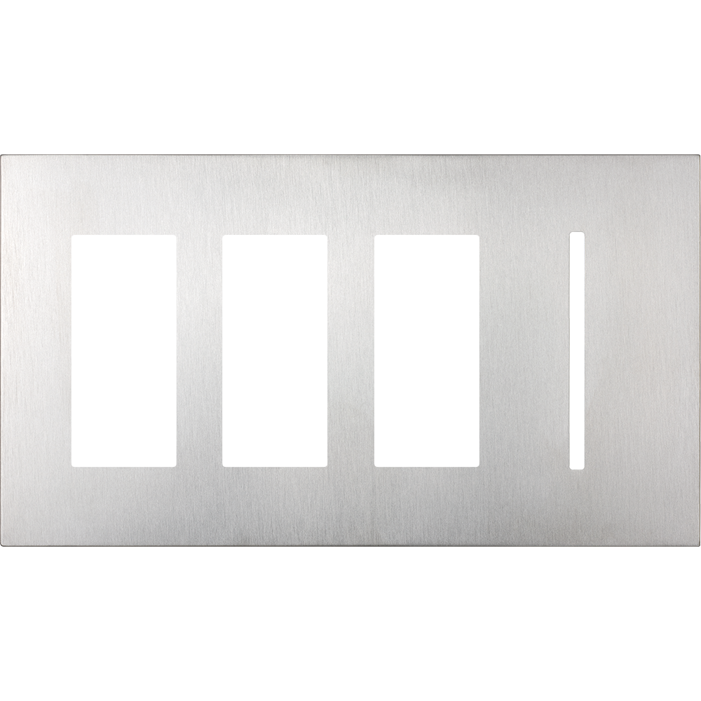 Multigang WallPlate for New Architectural Controls and Accessories, Four-gang for 3 accessories or Palladiom keypads and 1 Grafik T control