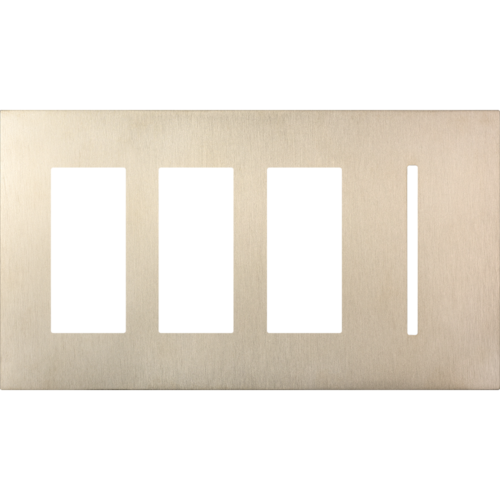 Multigang WallPlate for New Architectural Controls and Accessories, Four-gang for 3 accessories or Palladiom keypads and 1 Grafik T control