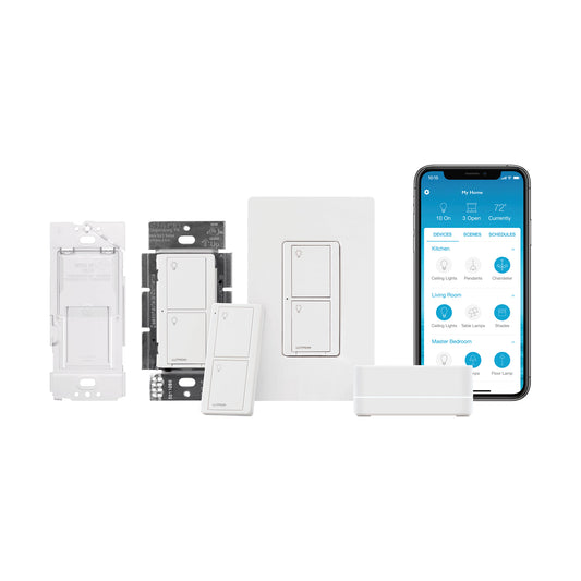 Lutron Caseta Deluxe Smart Switch Kit, Works with Alexa, Apple HomeKit, and the Google Assistant, White