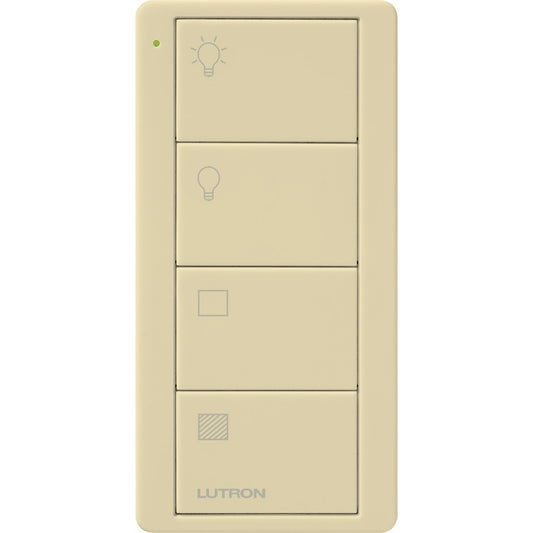 Pico Wireless Control, 4-button, 434 MHz, 2 group control 1 of lights and 1 of shades, in ivory