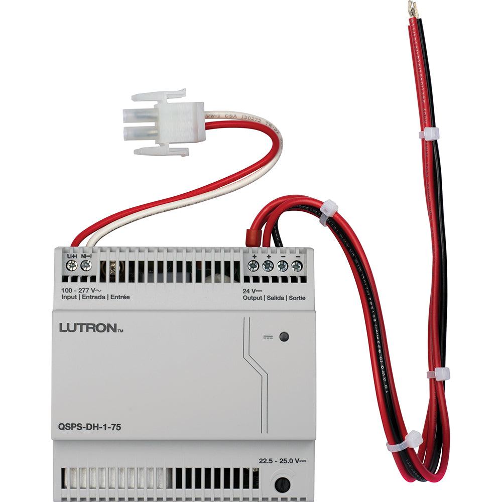 The QS link power supply provides up  to 75 Power Draw Units (PDUs) on a QS link. It powers additional compatible accessories and devices, allowing them to be added to a QS system.