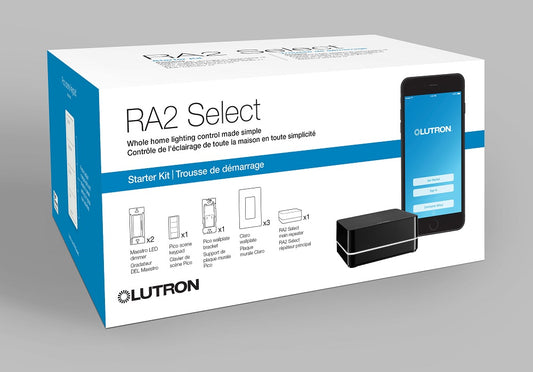 RA2 Select PRO Starter Kit contains (2) RRD-PRO-WH, (1) PJ2-4B-GWH-P03, (1) PICO-WBX-ADAPT, (3) CW-1-WH, (1) RR-SEL-REP2-BL, for Latin America