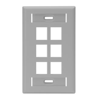 Single-Gang QUICKPORT Wallplate with ID Windows, 6-Port, Gray