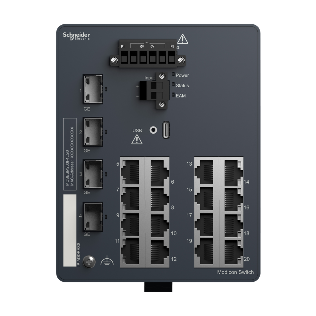 Modicon Managed Switch - 16 ports for copper + 4 Gigabit SFP