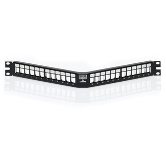 Shielded Angled QUICKPORT Patch Panel, 24‑Port, 1RU, Black