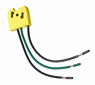 20 Amp, 347V AC Max, Wiring Module for Lev-Lok Single Pole Toggle Switches, 3 Wire, Black 6" Solid Wire Leads - YELLOW