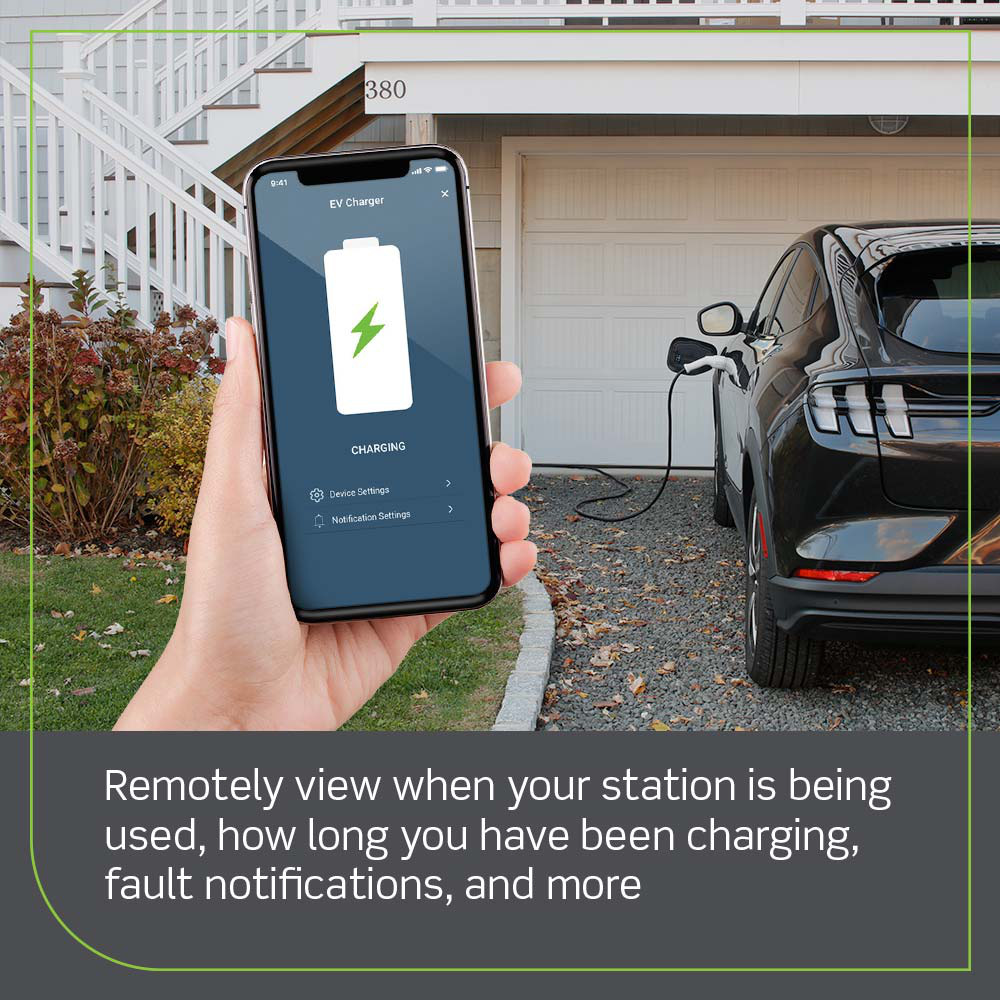 48 Amp Level 2 Electric Vehicle Charging Station With Wi-Fi, Works with My Leviton App