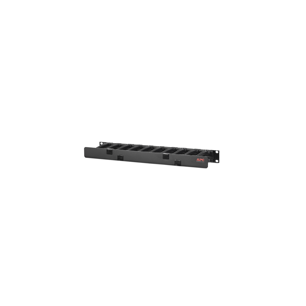 APC NetShelter Cable Management, Horizontal Cable Manager, 1U, Single Side with Cover, Black, 483 x 44 x 110 mm