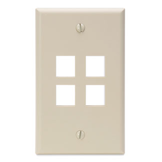 Single-Gang QuickPort Wallplate, 4-Port, Ivory