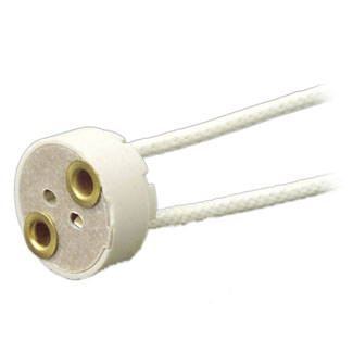 Miniature Bi-Pin Base, G4, G6.35, GY6.35, GX5.3 MR16, GZ4 MR11, Halogen, Incandescent, Ceramic Body Lampholder, Mounting Holes, , Side Wired, - White