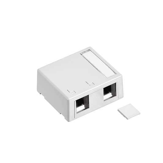 Surface-Mount QuickPort Box, Plenum Rated, 2-Port, White