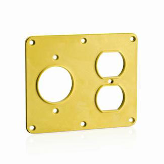 1 - 1.56" dia Single Receptacle, 1 - Duplex Receptacle Coverplate - YELLOW