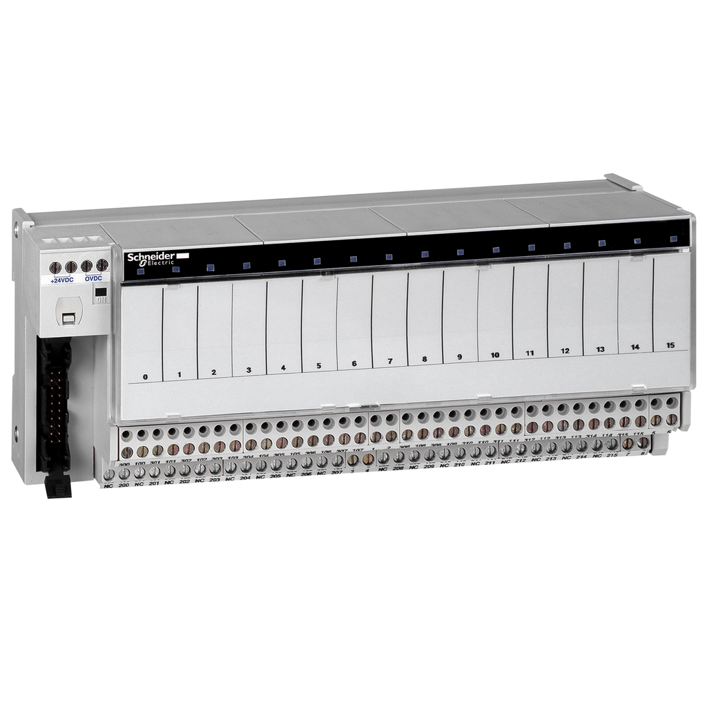 Sub-base with plug-in electromechanical relay ABE7 - 16 channels - relay 10 mm