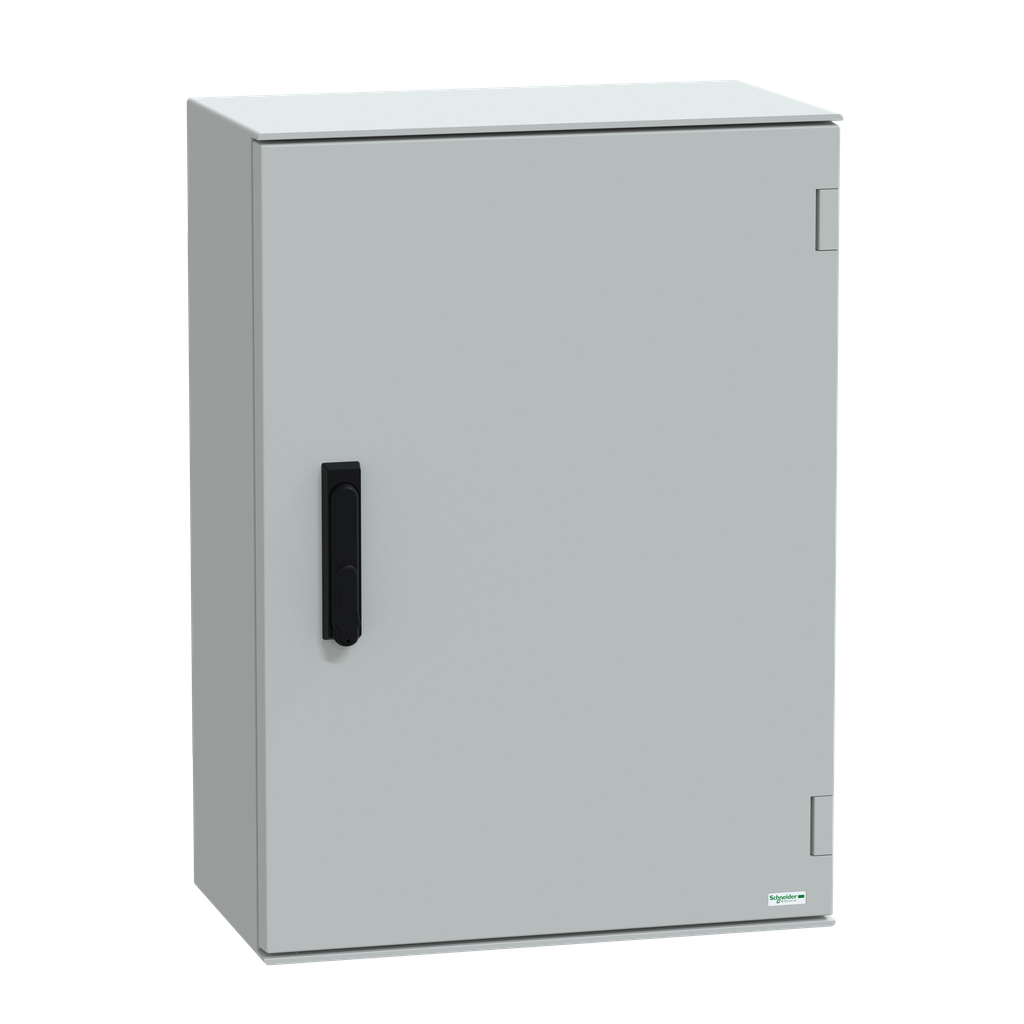 Wall mounted polyester enclosure, Thalassa PLM, plain door, with handle, 747x536x300mm, IP66, IK10, RAL 7035