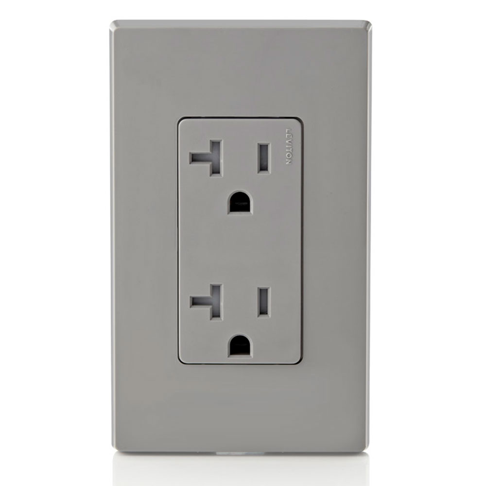 Ultrasonically welded, 20A Tamper-Resistant, Decora duplex receptacle/outlet. Residential grade, NEMA 5-20R, side wired only, UL, CSA and NOM