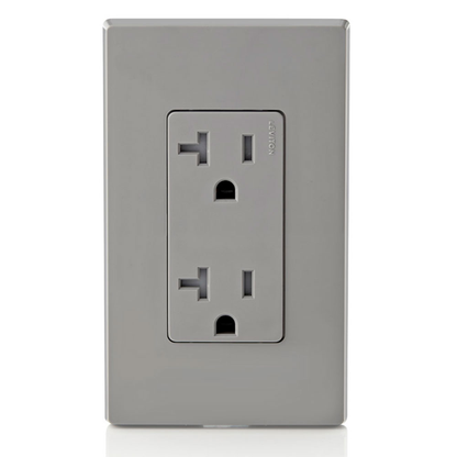 Ultrasonically welded, 20A Tamper-Resistant, Decora duplex receptacle/outlet. Residential grade, NEMA 5-20R, side wired only, UL, CSA and NOM