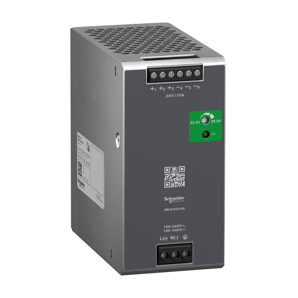 Regulated Power Supply, 100-240V AC, 24V 10 A, single phase, Optimized