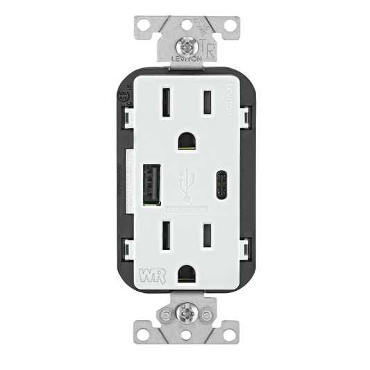 15A Weather-Resistant USB Receptacles with Type A and Type-C Ports