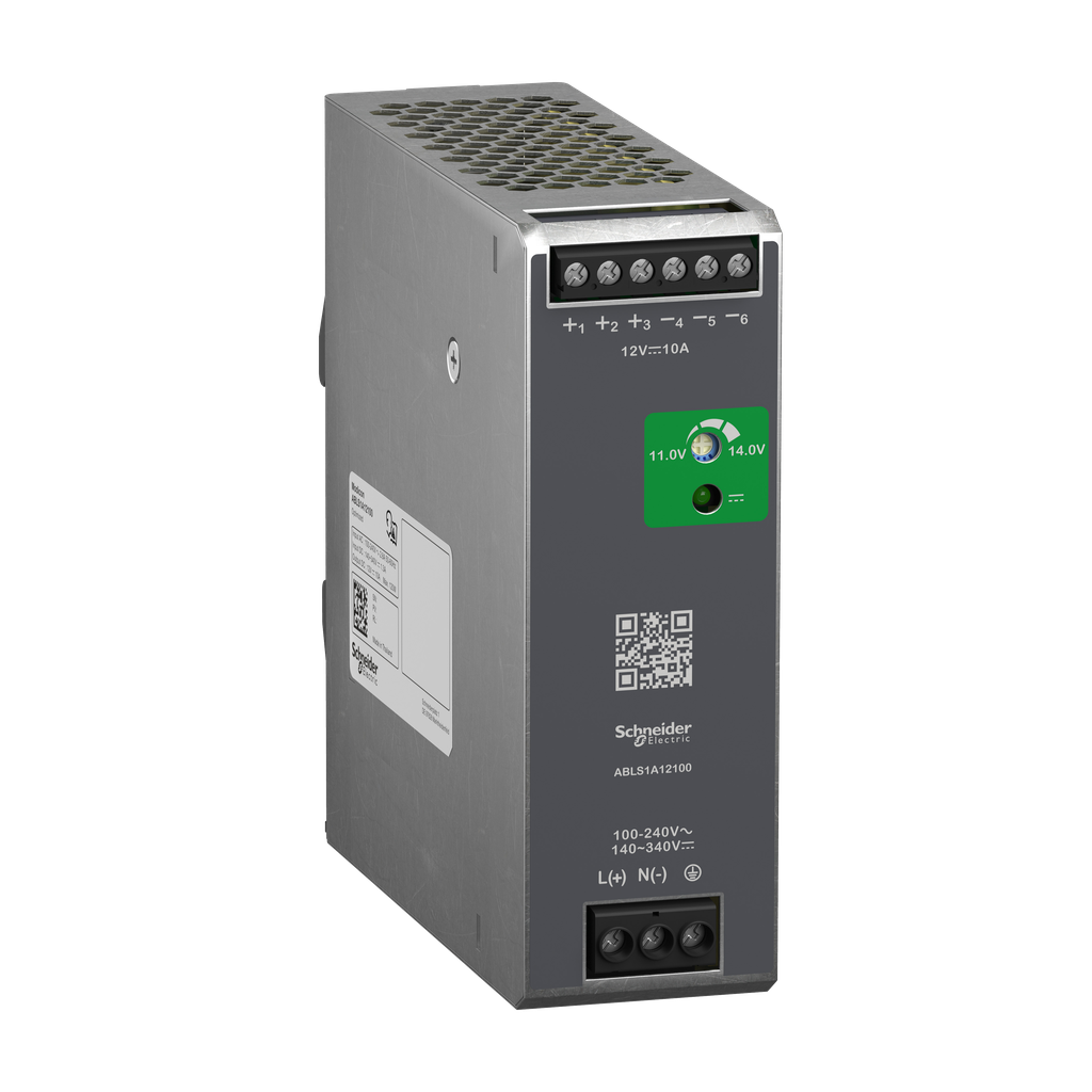 Regulated Power Supply, 100-240V AC, 12V 10 A, single phase, Optimized