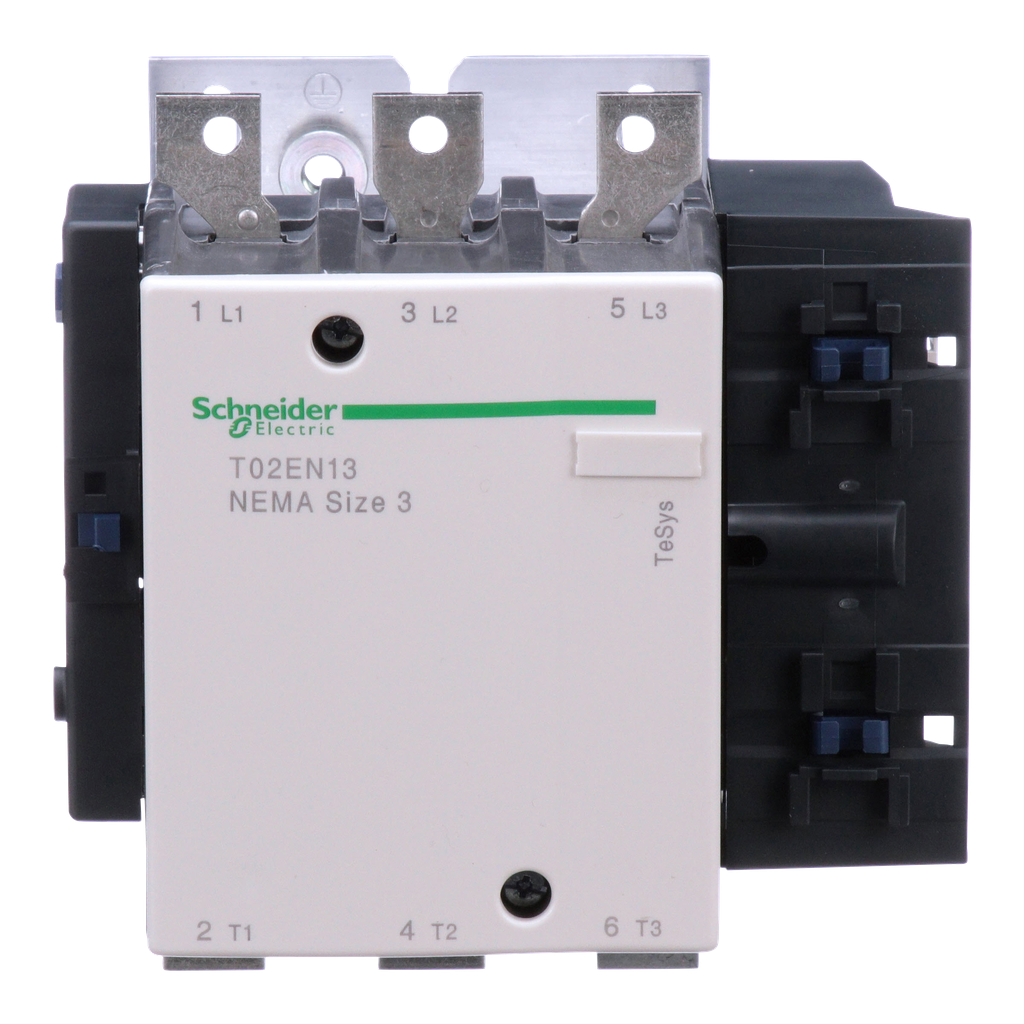 NEMA Contactor, TeSys N, nonreversing, Size 3, 90A, 50HP at 460VAC, 3 pole, 3 phase, 120VAC 50/60Hz coil, open