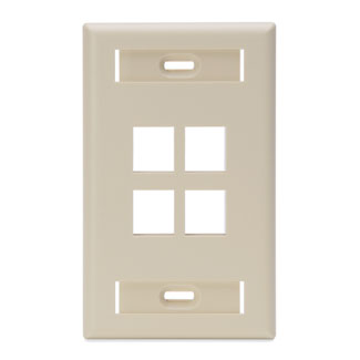 Single-Gang QUICKPORT Wallplate with ID Windows, 4-Port, Ivory