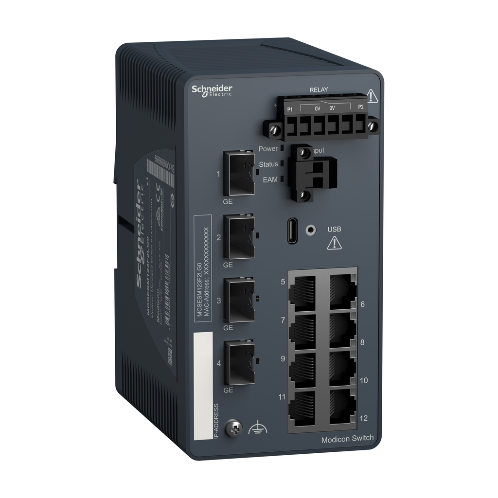 Modicon Managed Switch - 8 ports for copper + 4 Gigabit SFP