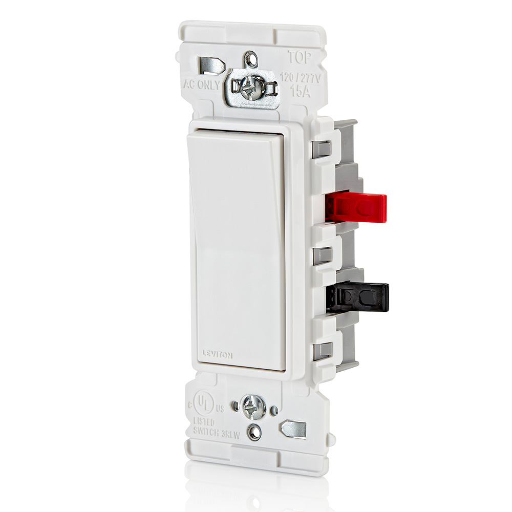 Decora Edge 15 Amp 3-Way Rocker Switch, White