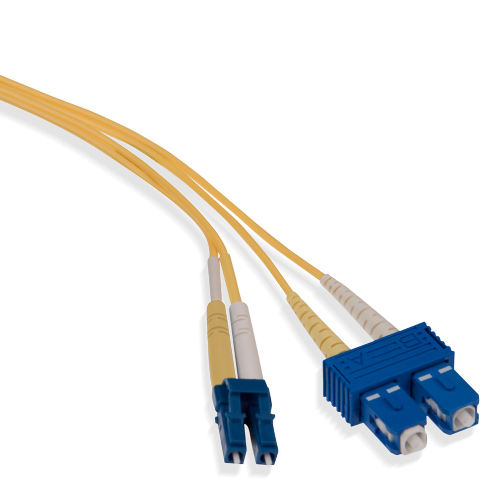 Economy Patch Cord, 9/125 um Single-Mode OS2, OFNR Duplex, SC-LC, 1 meter