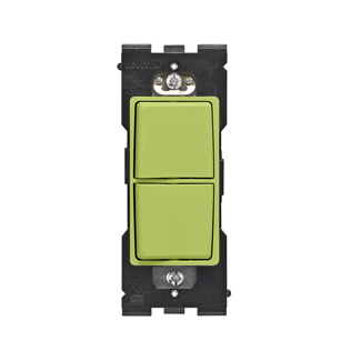 RENU 15 Amp Single Pole Combination Switch, Granny Smith Apple Leviton Renu Combination Switch RE634-GS for Single Pole Applications, 15A-120/277VAC, in Granny Smith Apple