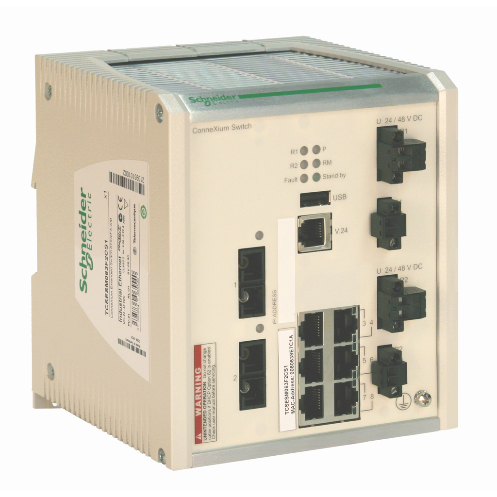 ConneXium Extended Managed Switch - 6 ports for copper + 2 ports for fiber optic multimode