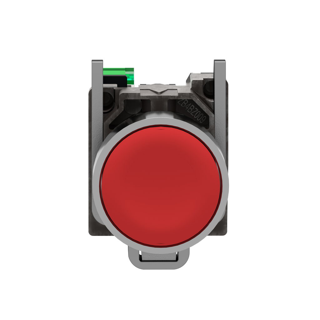 Wireless and batteryless transmitter, Harmony XB5R, push button, metal, red, 22mm, spring return