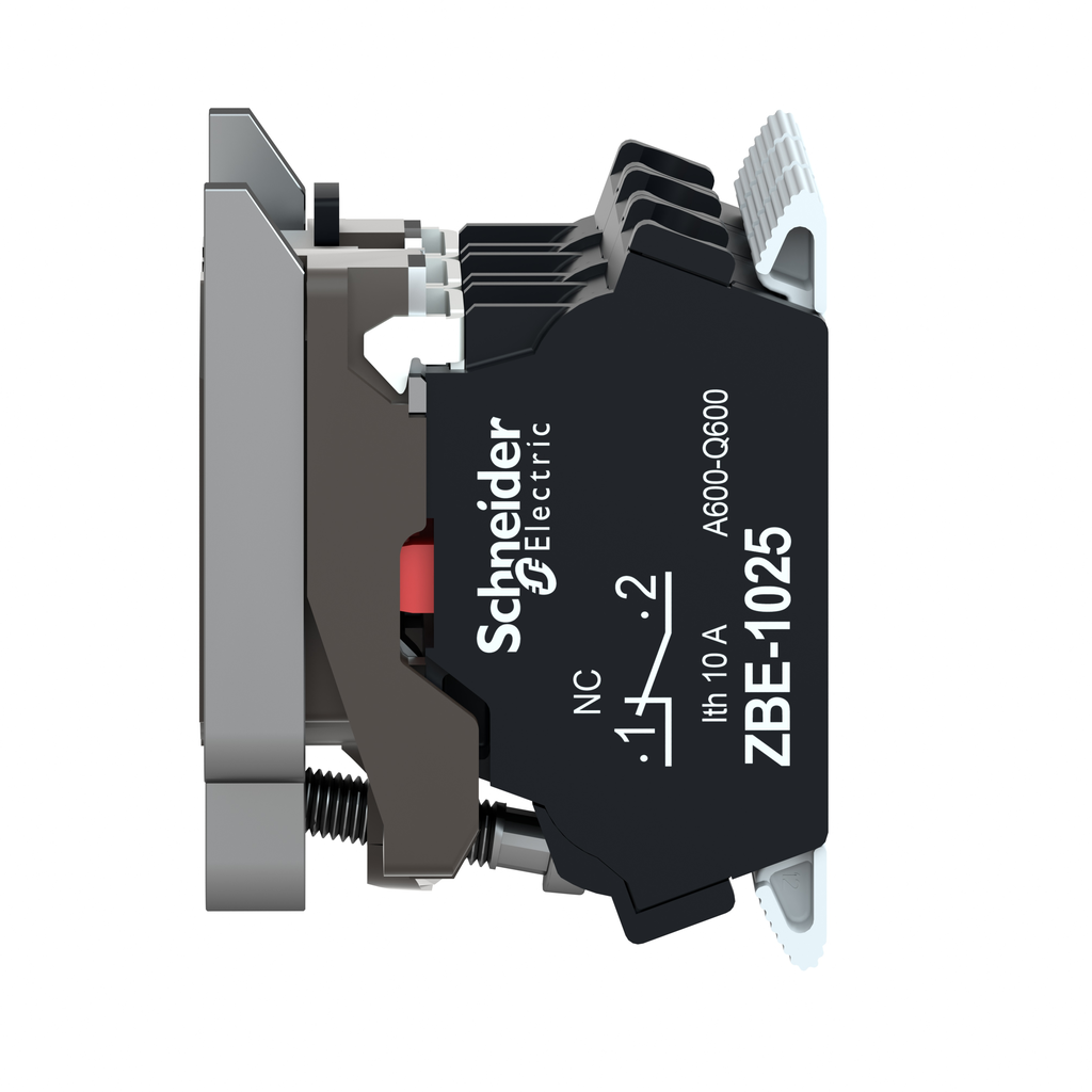 Single contact block with body fixing collar, Harmony XB4, metal, spring clamp terminal, 1NO+1NC