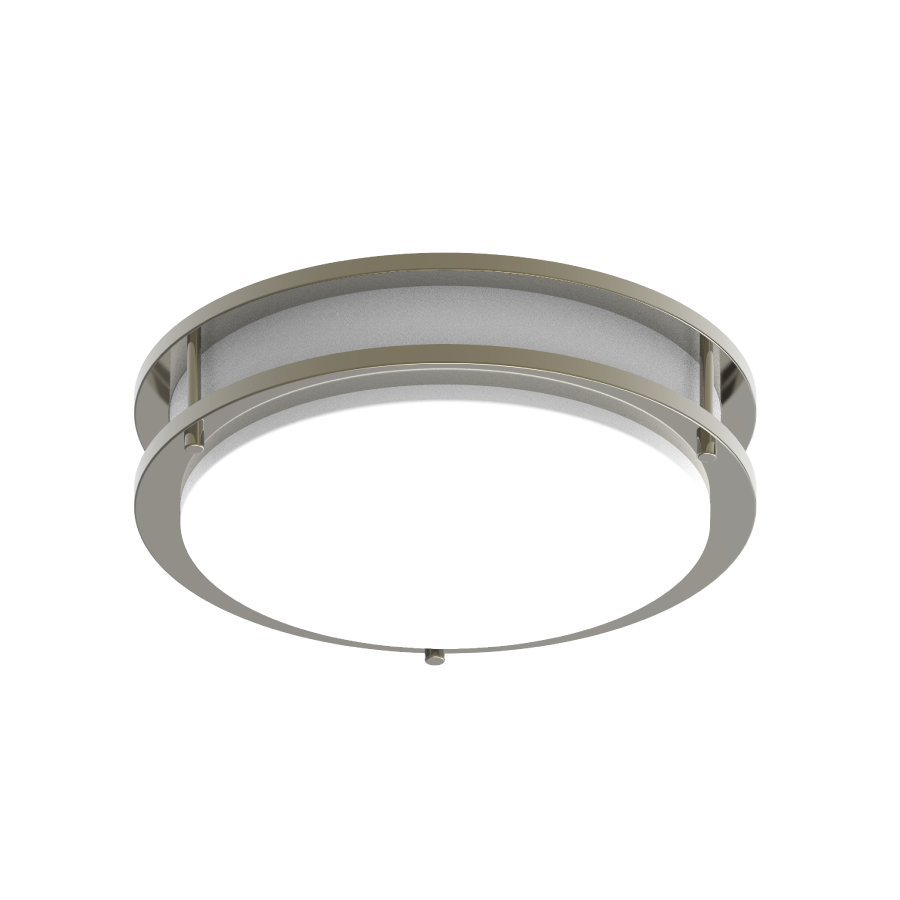 Surface & Flush Mounts, 1100 lumens, CRVFAD, flush mounted, decorative, 12 Inch round, 16W, 90CRI selectable 2700/3000/3500/4000/5000K, 120-277V, microwave sensor, brushed nickel