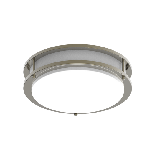 Surface & Flush Mounts, 1100 lumens, CRVFAD, flush mounted, decorative, 12 Inch round, 16W, 90CRI selectable 2700/3000/3500/4000/5000K, 120-277V, microwave sensor, brushed nickel