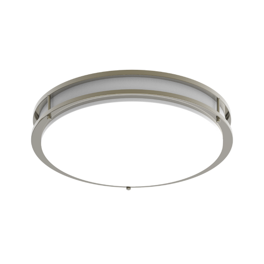 Surface & Flush Mounts, 2200 lumens, CRVFAD, flush mounted, decorative, 18 Inch round, 32W, 90CRI selectable 2700/3000/3500/4000/5000K, 120-277V, microwave sensor, brushed nickel