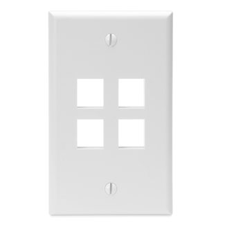 Single-Gang QuickPort Wallplate, 4-Port, White