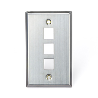 Stainless Steel QuickPort Wallplate, Single Gang, 3-Port