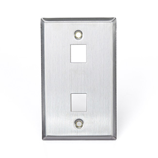 Stainless Steel QuickPort Wallplate, Single Gang, 2-Port