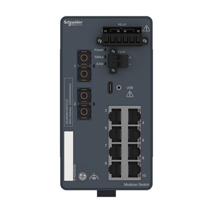 Modicon Managed Switch - 8 ports for copper + 2 ports for fiber optic multimode