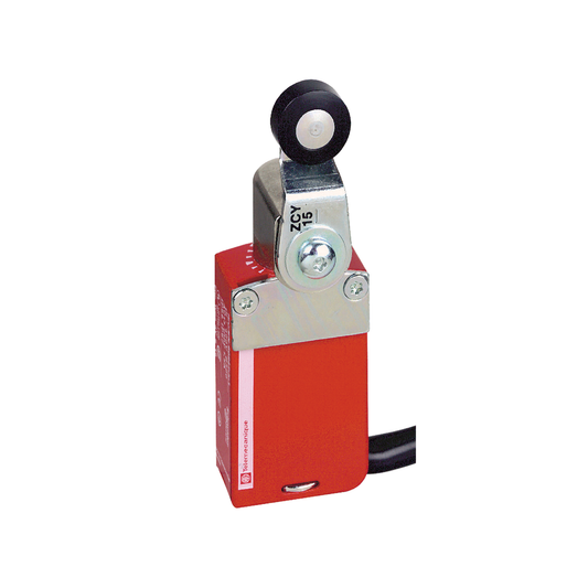 Safety limit switch, Telemecanique Safety switches XCS, XCSM, metal, roller plunger, 2 NC + 1 NO, cable 10 m