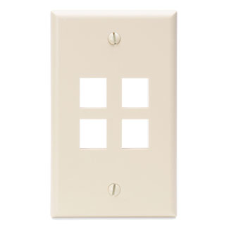 Single-Gang QuickPort Wallplate, 4-Port, Light Almond