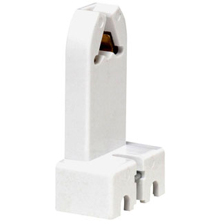 Medium Base, Bi-Pin, Standard Fluorescent Lampholder, Pedestal, Screw Mount, Turn-Type, , 2-Screw Terminal - White