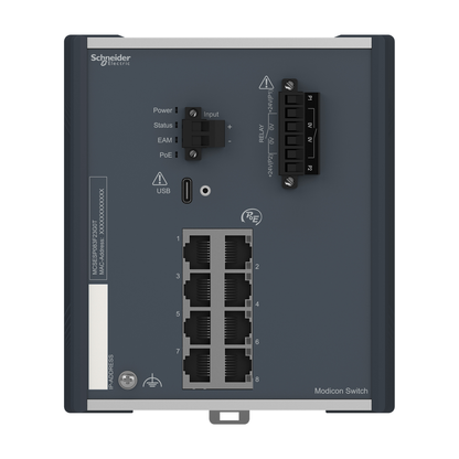 Modicon PoE (Power over Ethernet) Managed Switch - 8 Gigabit ports for copper - extended temperature