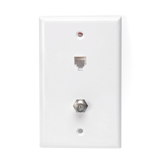 Standard Telephone Wall Jack, 6P6C x F, Screw Terminals, White