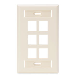 Single-Gang QUICKPORT Wallplate with ID Windows, 6-Port, Light Almond